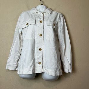 Free assembly women‎ long sleeve cream denim jeans jacket size large